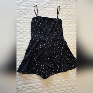 Blue Lemon Star Print Romper 🌟 Black Celestial One-Piece – Size S